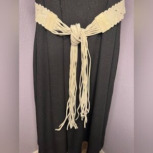 Vintage leather boho Cream Belt